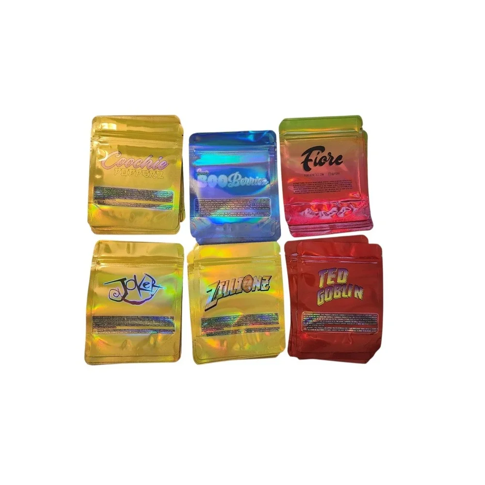 Fiore Holographic Multicolor Resealable Zipper Bags Assorted Designs Lot of 6